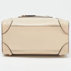 Pre Owned حقيبة يد سيلين نانو لاغدج جلد سوداء / بيج