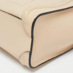 Pre Owned حقيبة يد سيلين نانو لاغدج جلد سوداء / بيج