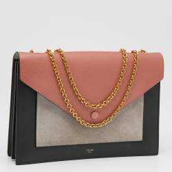 Pre Owned Celine Multicolor Leather And Suede Envelope Shoulder Bag