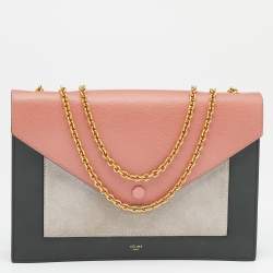 Pre Owned Celine Multicolor Leather And Suede Envelope Shoulder Bag