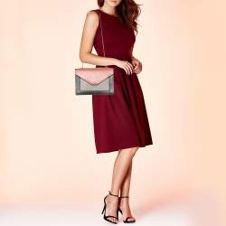 Pre Owned Celine Multicolor Leather And Suede Envelope Shoulder Bag