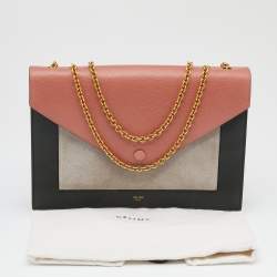 Pre Owned Celine Multicolor Leather And Suede Envelope Shoulder Bag