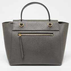 Pre Owned Celine Grey Leather Micro Belt Top Handle Bag