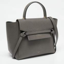 Pre Owned Celine Grey Leather Micro Belt Top Handle Bag