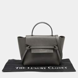 Pre Owned Celine Grey Leather Micro Belt Top Handle Bag