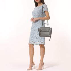 Pre Owned Celine Grey Leather Micro Belt Top Handle Bag