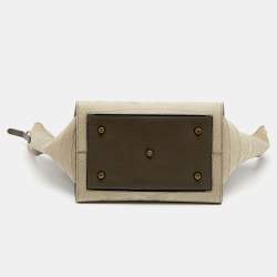 Pre Owned Celine Khaki Croc Embossed Leather Small Tie Knot Tote