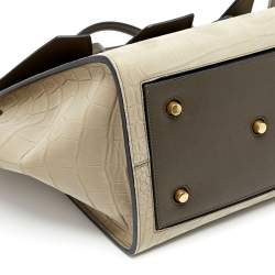 Pre Owned Celine Khaki Croc Embossed Leather Small Tie Knot Tote