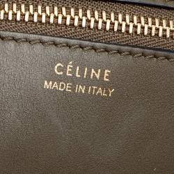 Pre Owned Celine Khaki Croc Embossed Leather Small Tie Knot Tote