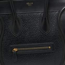Pre Owned حقيبة يد سيلين ميني لاغيدج جلد أسود منقوش