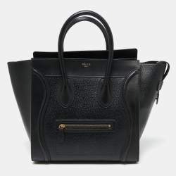 Pre Owned حقيبة يد سيلين ميني لاغيدج جلد أسود منقوش