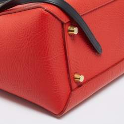 Pre Owned Celine Red/Cream Leather Mini Belt Top Handle Bag
