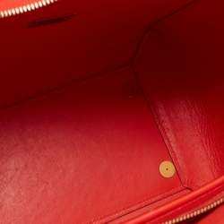 Pre Owned Celine Red/Cream Leather Mini Belt Top Handle Bag