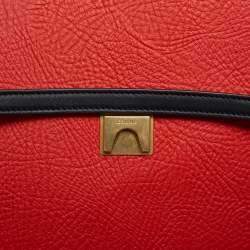 Pre Owned Celine Red/Cream Leather Mini Belt Top Handle Bag