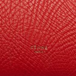 Pre Owned Celine Red/Cream Leather Mini Belt Top Handle Bag