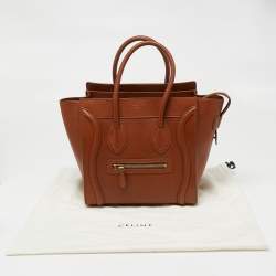 Pre Owned حقيبة يد سيلين مايكرو لاغيدج جلد بني 