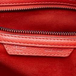 Pre Owned Celine Orange Leather Mini Luggage Tote