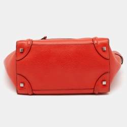 Pre Owned Celine Orange Leather Mini Luggage Tote