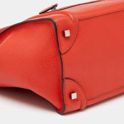 Pre Owned Celine Orange Leather Mini Luggage Tote