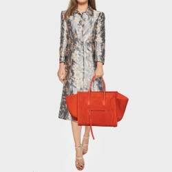 Pre Owned Celine Orange Suede and Leather Medium Phantom Luggage Tote