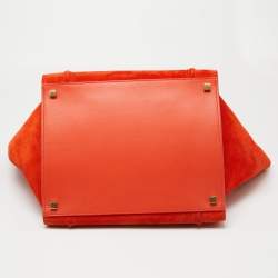Pre Owned Celine Orange Suede and Leather Medium Phantom Luggage Tote