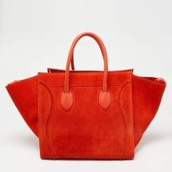 Pre Owned Celine Orange Suede and Leather Medium Phantom Luggage Tote