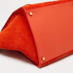 Pre Owned Celine Orange Suede and Leather Medium Phantom Luggage Tote
