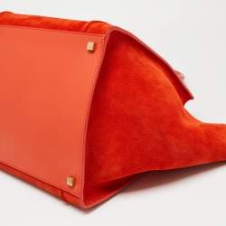 Pre Owned Celine Orange Suede and Leather Medium Phantom Luggage Tote