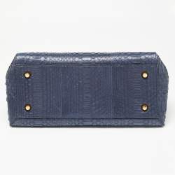 Pre Owned حقيبة سيلين ايدج جلد ثعبان زرقاء  يد علوية متوسطة