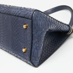 Pre Owned حقيبة سيلين ايدج جلد ثعبان زرقاء  يد علوية متوسطة
