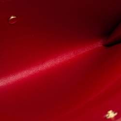 Pre Owned Celine Red Leather Flap Wristlet Clutch