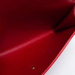 Pre Owned Celine Red Leather Flap Wristlet Clutch