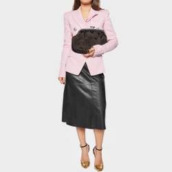 Pre Owned Celine Brown Fabric Kiss Lock Frame Clutch