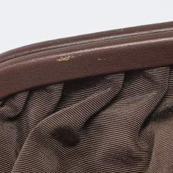 Pre Owned Celine Brown Fabric Kiss Lock Frame Clutch