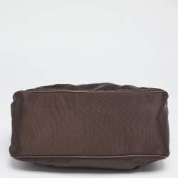 Pre Owned Celine Brown Fabric Kiss Lock Frame Clutch