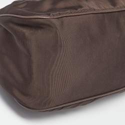 Pre Owned Celine Brown Fabric Kiss Lock Frame Clutch