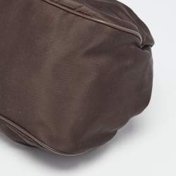 Pre Owned Celine Brown Fabric Kiss Lock Frame Clutch