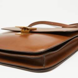 Pre Owned Celine Brown Leather Large Classic Box Shoulder Bag