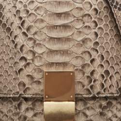 Pre Owned Celine Beige Python Medium Classic Box Shoulder Bag