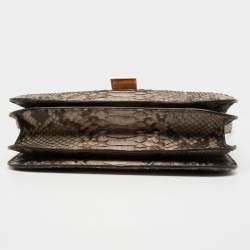 Pre Owned Celine Beige Python Medium Classic Box Shoulder Bag