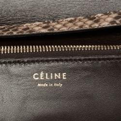 Pre Owned Celine Beige Python Medium Classic Box Shoulder Bag