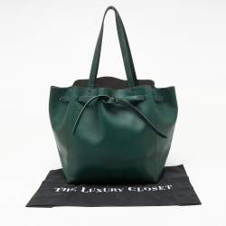 Celine Green Leather Small Cabas Phantom Tote