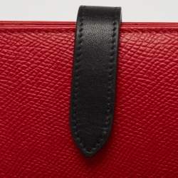 Pre Owned Celine Red/Black Grained Leather Multifunction Strap Wallet