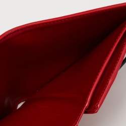 Pre Owned Celine Red/Black Grained Leather Multifunction Strap Wallet