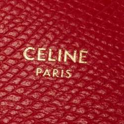 Pre Owned Celine Red/Black Grained Leather Multifunction Strap Wallet