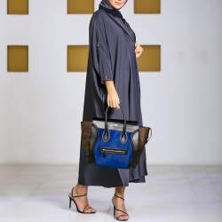 Pre Owned Celine Tricolor Calfhair and Leather Mini Luggage Tote