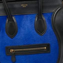 Pre Owned Celine Tricolor Calfhair and Leather Mini Luggage Tote