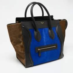 Pre Owned Celine Tricolor Calfhair and Leather Mini Luggage Tote