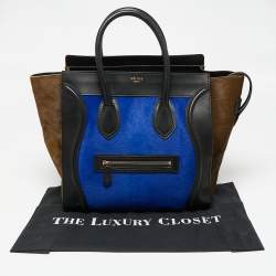 Pre Owned Celine Tricolor Calfhair and Leather Mini Luggage Tote
