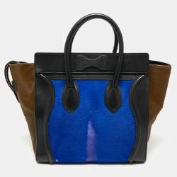 Pre Owned Celine Tricolor Calfhair and Leather Mini Luggage Tote